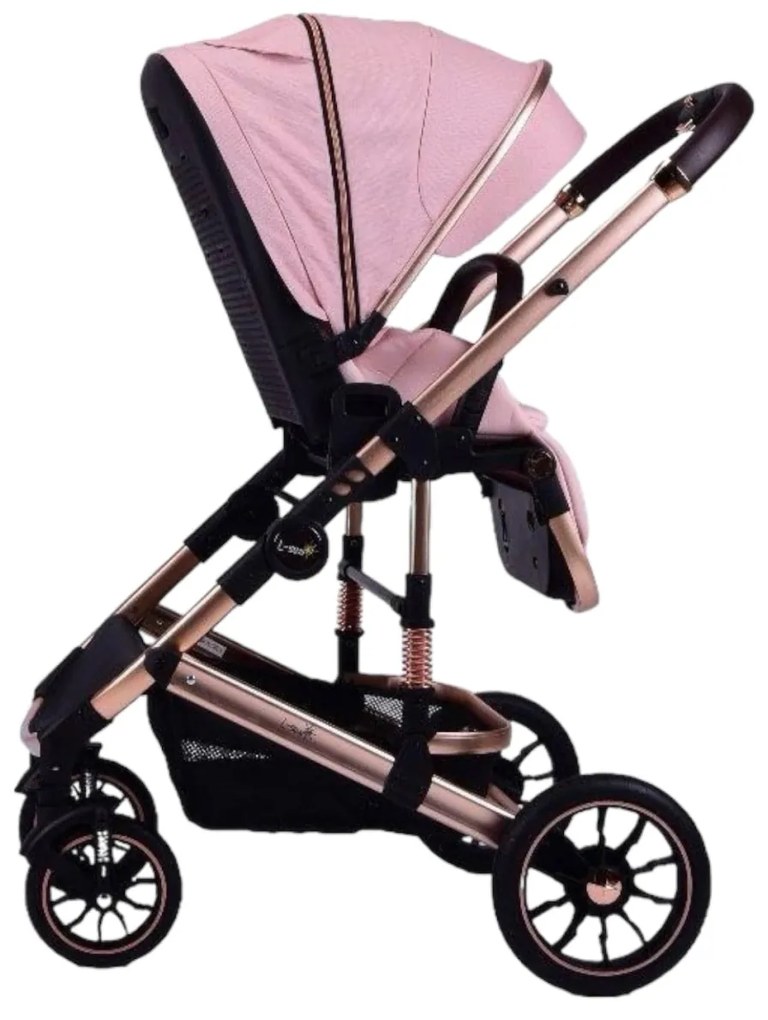 Carucior 3 in 1 reversibil si pliabil cu geanta inclusa si scoica auto, 0-36 luni, Roz - CPC-60-roz