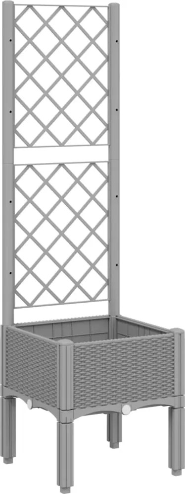 vidaXL Jardinieră de grădină cu spalier, gri deschis, 40x40x142 cm, PP