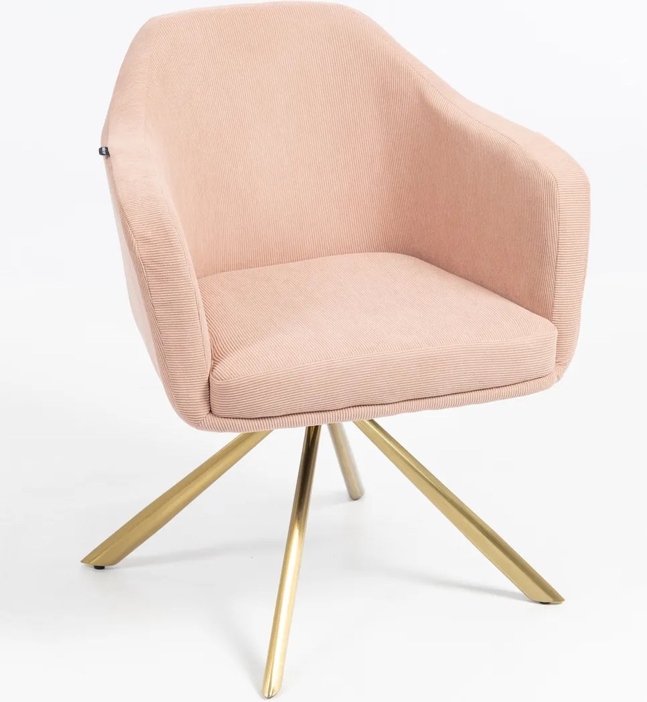HR832 BAZĂ STEA Scaun Catifea Reiată Premium culoare Roz prăfuit Litchi cu Bază Aurie