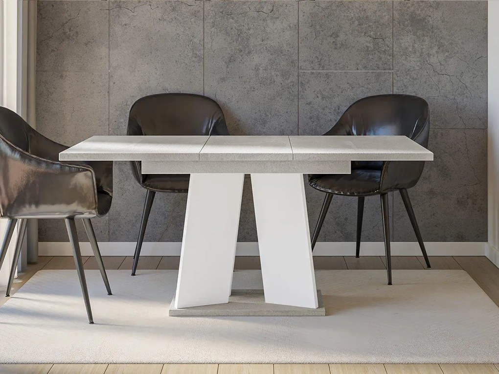 Masă sufragerie extensibilă 120 cm Jeremias (Gri + Alb) (pentru 4-6 persoane). 1105345