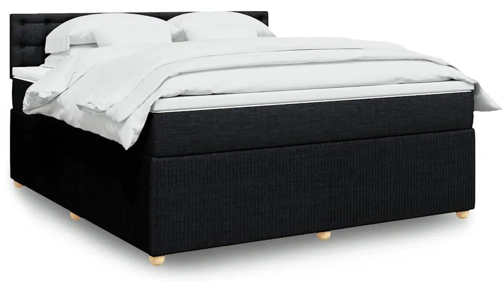 vidaXL Pat box spring cu saltea, negru, 180x200 cm, catifea