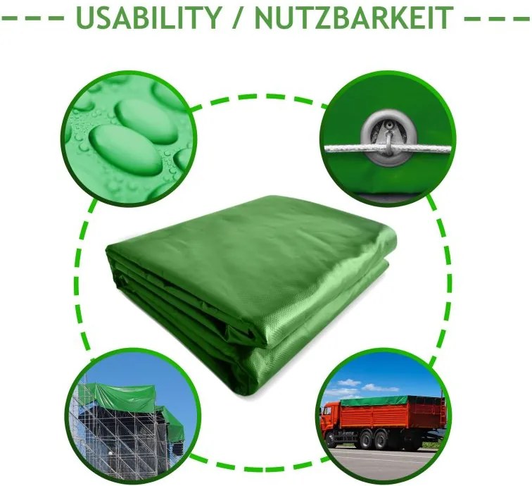 JAGO Prelata 650 g/m², ochiuri de aluminiu, verde, 3 x 6 m