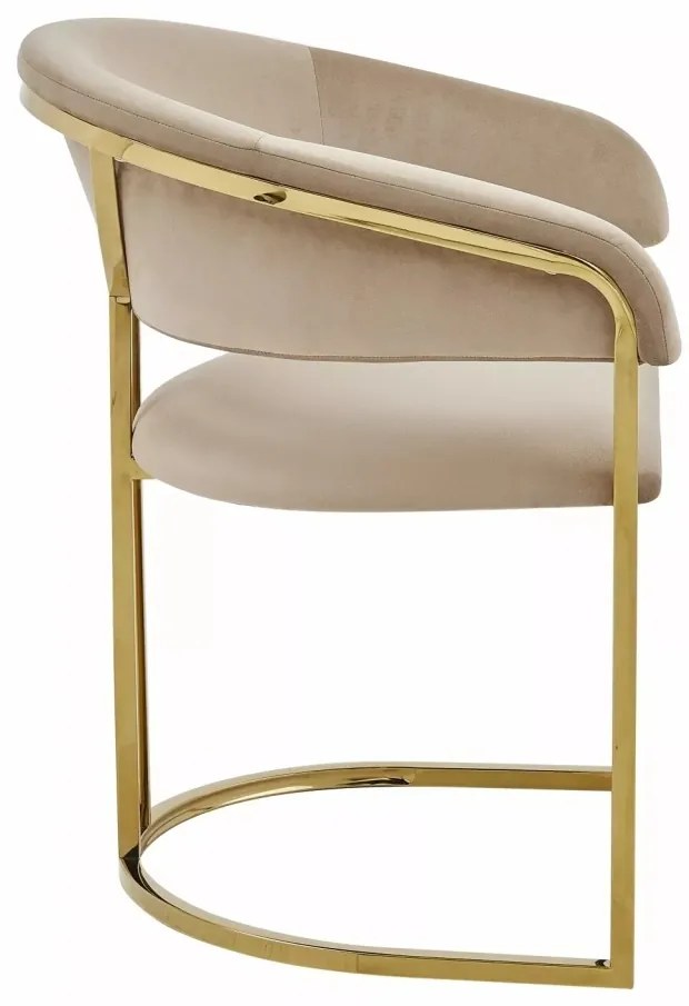 Scaun Tulipe velvet bej/auriu Blu28 H77 cm