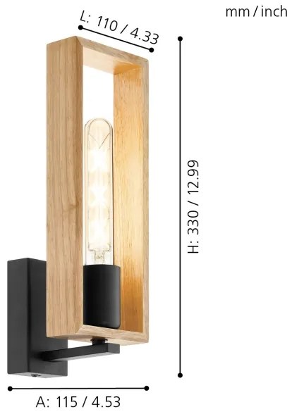 Eglo 49698 - Aplică perete LITTLETON 1xE27/60W/230V