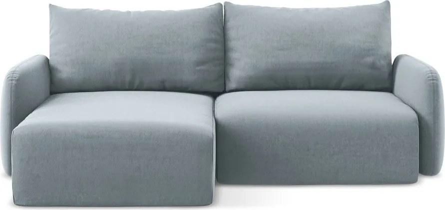 Colțar albastru extensibil/cu spațiu de depozitare cu tapițerie din catifea (cu colț pe partea stângă/cu șezlong) Kalena – Makamii