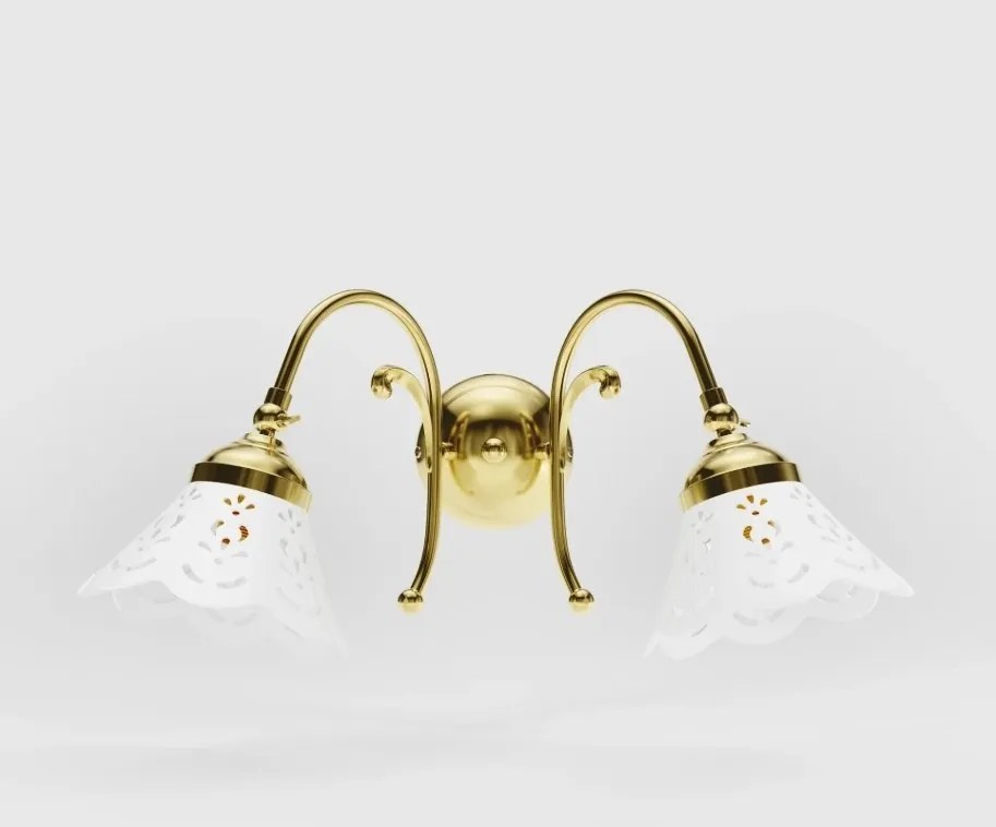 Aplica de perete din alama si abajur ceramic Zefira