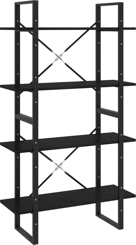 vidaXL Bibliotecă cu 4 rafturi, negru, 80x30x140 cm, lemn masiv de pin