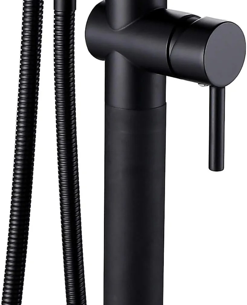Baterie de Podea cu Cadru Rotund Negru – Ideală pentru un decor minimalist și rafinat în baie.