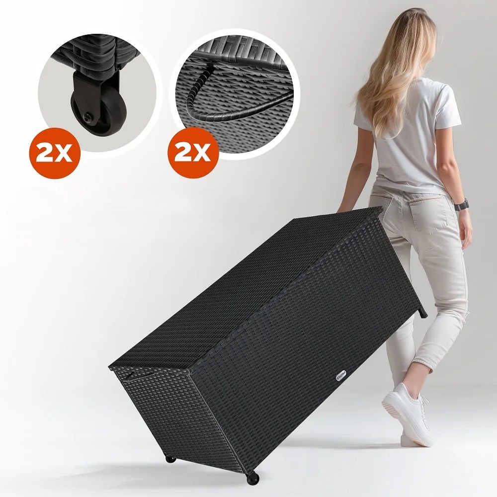 Ladă de depozitare din poliratan RICCO, 117 x 53 x 60cm, negru Casaria