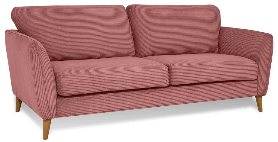 Canapea roz cu tapițerie din catifea reiată 206 cm Paris – Scandic