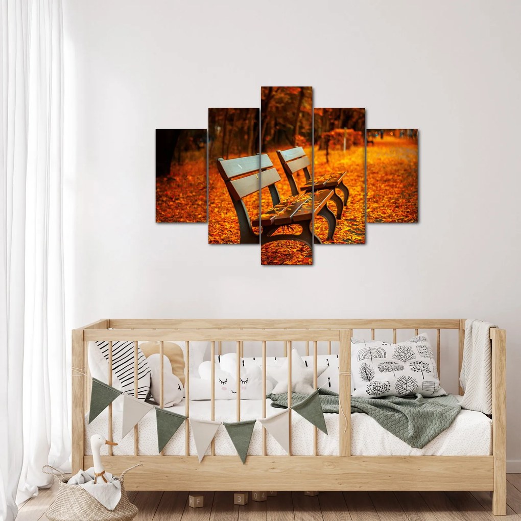 Tablou cu banca toamna (150x105 cm)
