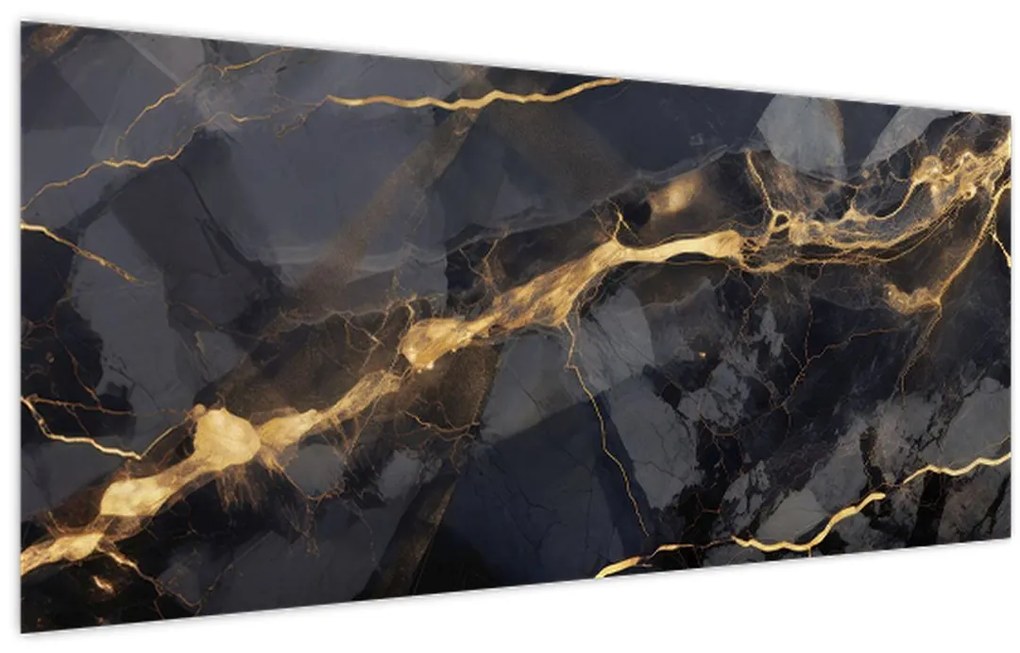 Tablou - Negru - decor auriu (120x50 cm)
