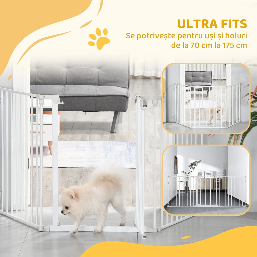 PawHut Gard Pliabil și Modular pentru Câini cu 3 Panouri Alb | Aosom Romania