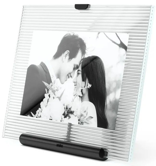 Ramă foto neagră cu picior de susținere din sticlă 16x20 cm Flute – Umbra