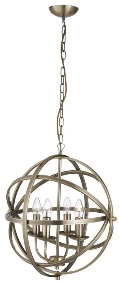 Searchlight 2474-4AB - Lustru suspendat ORBIT pe lanț, 4xE14/60W/230V, alamă