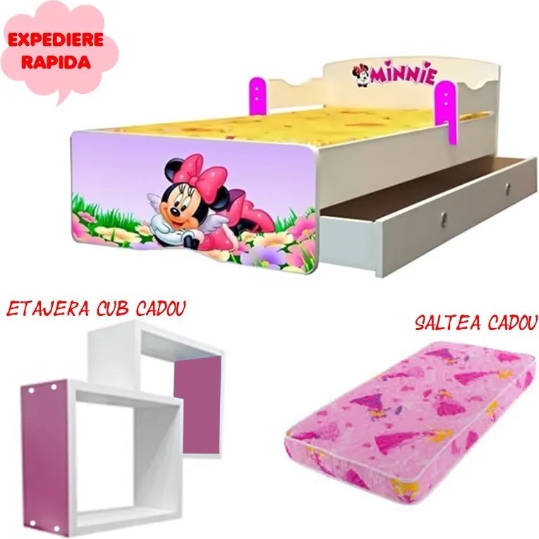 Pat copii Minnie cu saltea si sertar