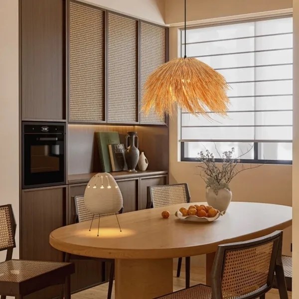 Lustră pe cablu Immax 08272L NATURALEZA 1xE27/40W/230V d. 55 cm ratan