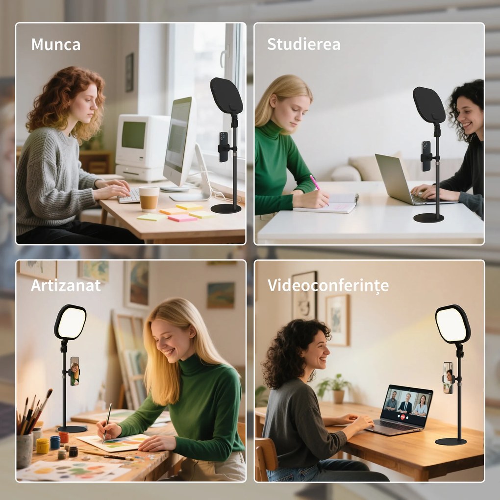 HOMCOM Lampă LED reglabilă: 5 culori, 10 niveluri, memorie – birou/dormitor. | Aosom Romania