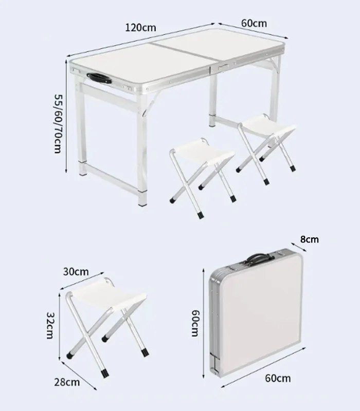 Masă de camping pliabilă cu scaune - set pentru drumeții pentru 4 persoane Maro