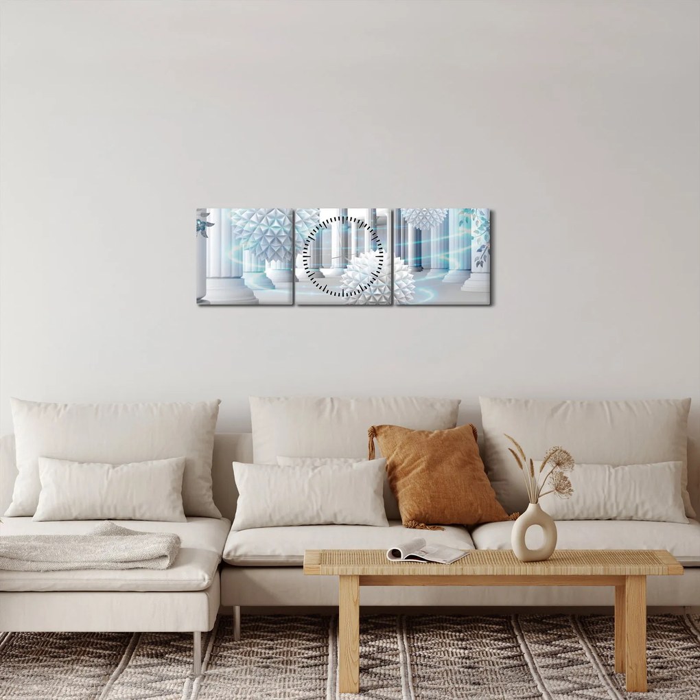 Tablou abstract în stil antic (cu ceas) (90x30 cm)
