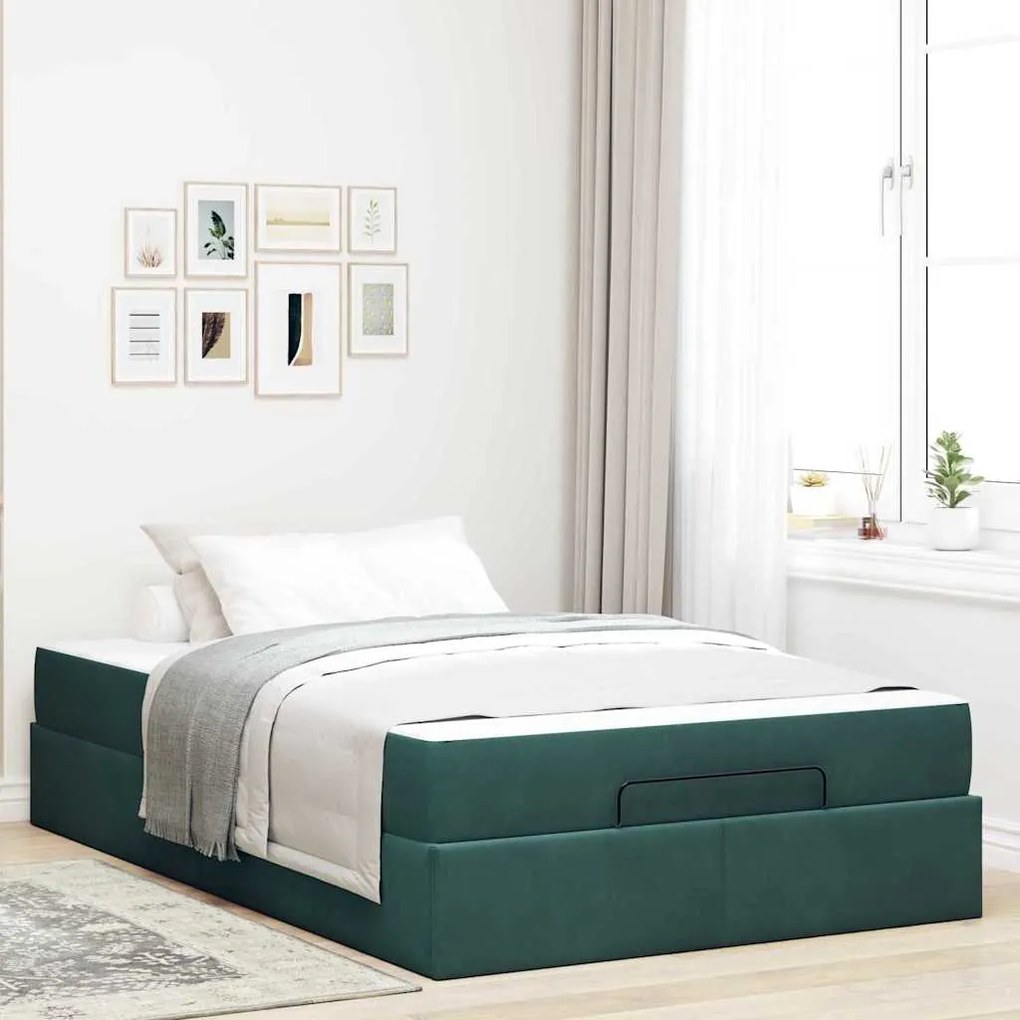 vidaXL Cadru de pat cu depozitare Verde închis 120 x 200 cm Catifea