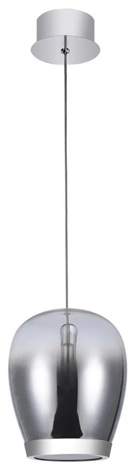 Pendul LED modern design decorativ Suspiro D-18cm crom/fumuriu