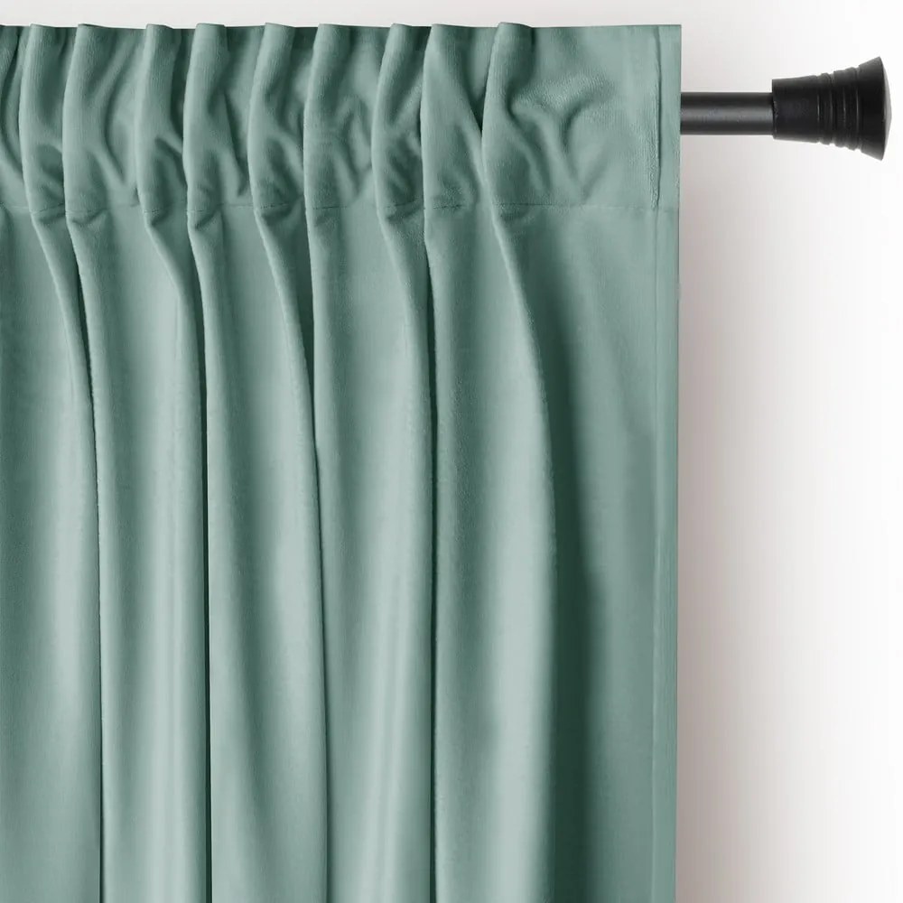 Draperie verde-deschis dimout (semi-opacă) din catifea 140x270 cm Pleat – Restilo