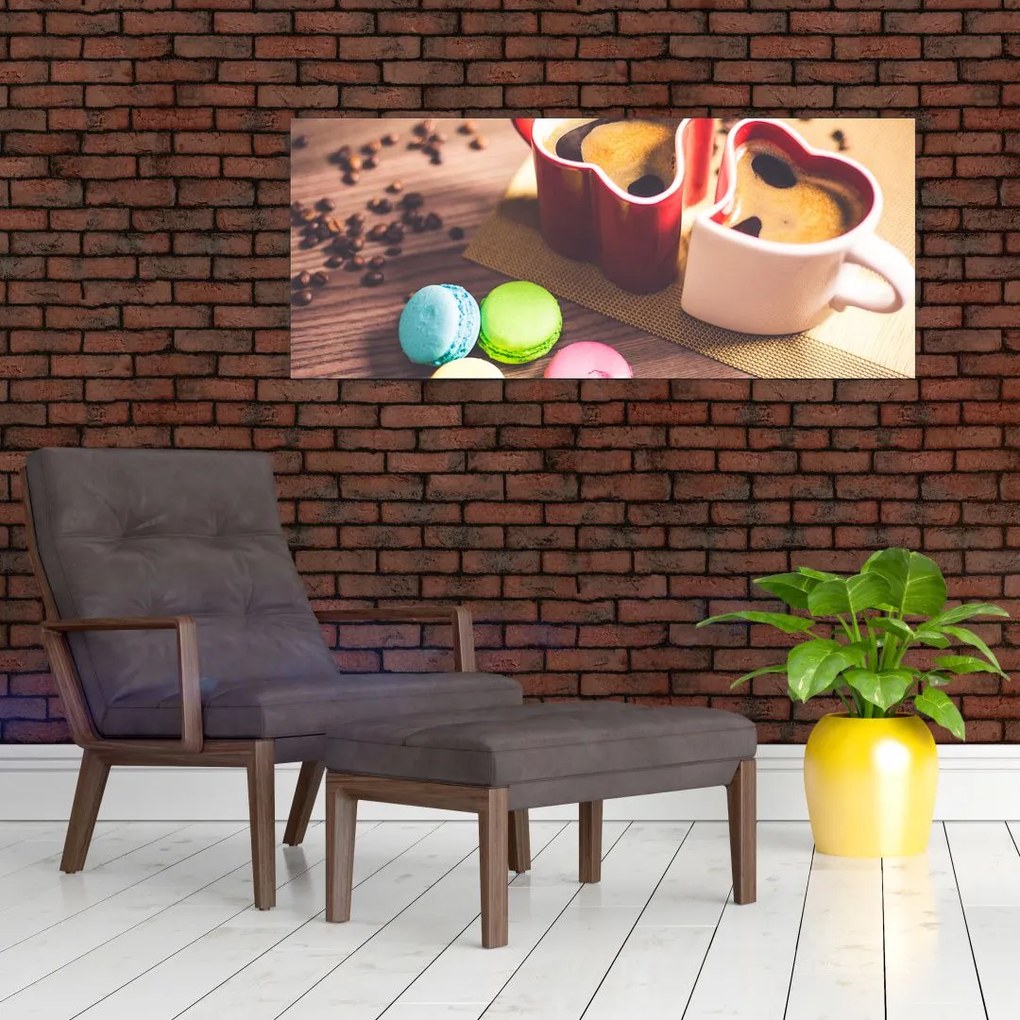 Tablou cu cafea și macarooni (120x50 cm)
