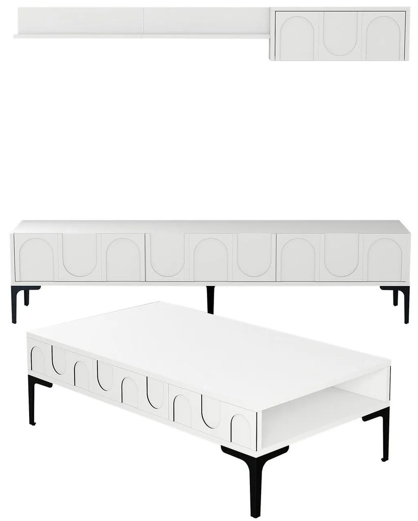 Set mobilier living Lyantela (alb + negru). 1107134