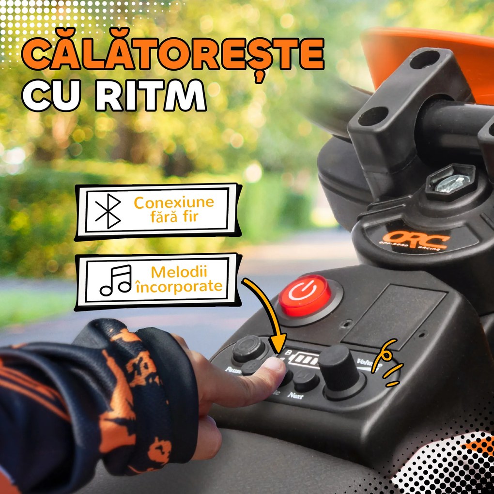 AIYAPLAY Motocicletă Electrică pentru Copii 3-6 Ani, 2 Motoare, Roți Detașabile și Sunete Portocaliu | Aosom Romania