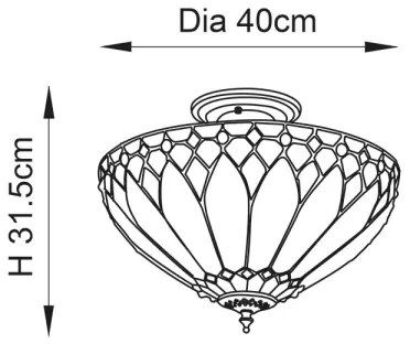 Endon 63978 - Lustră aplicată Tiffany BROOKLYN, 3xE27/60W/230V, Ø 40 cm