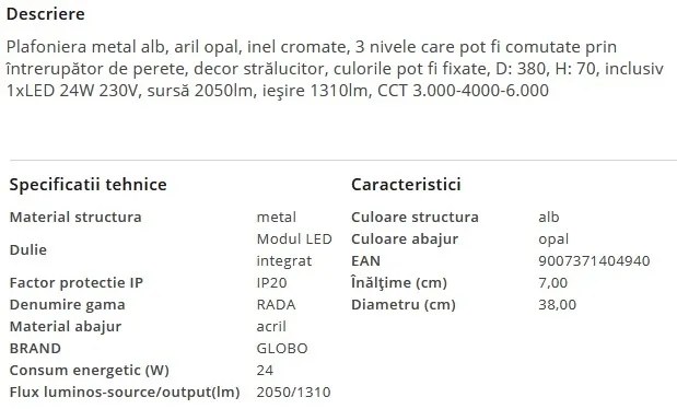 Plafoniera LED moderna cu decor stralucitor RADA 24W