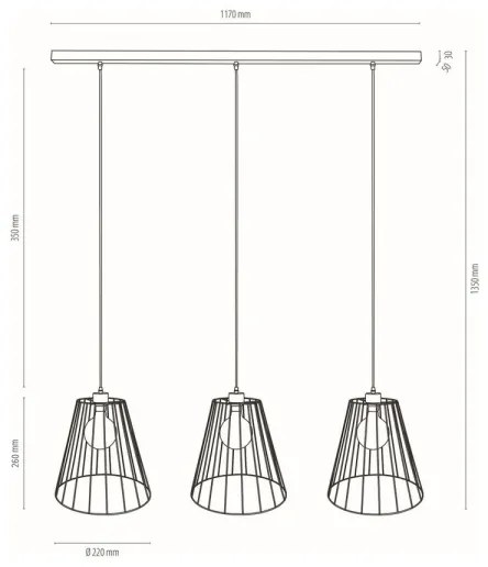 Lustră pe cablu Spot-Light DO19319304 ORAZIO 3xE27/60W/230 stejar