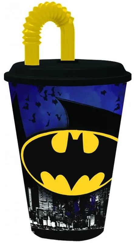 Batman Pahar cu pai Bat Signal, plastic, 430 ml