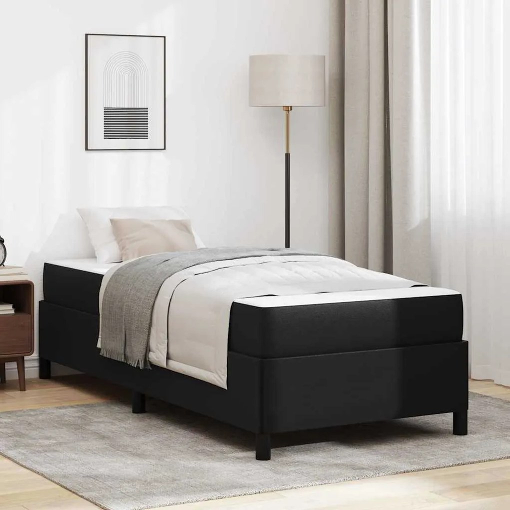 vidaXL Cadru de pat cu saltea Negru 80 x 200 cm Piele artificială