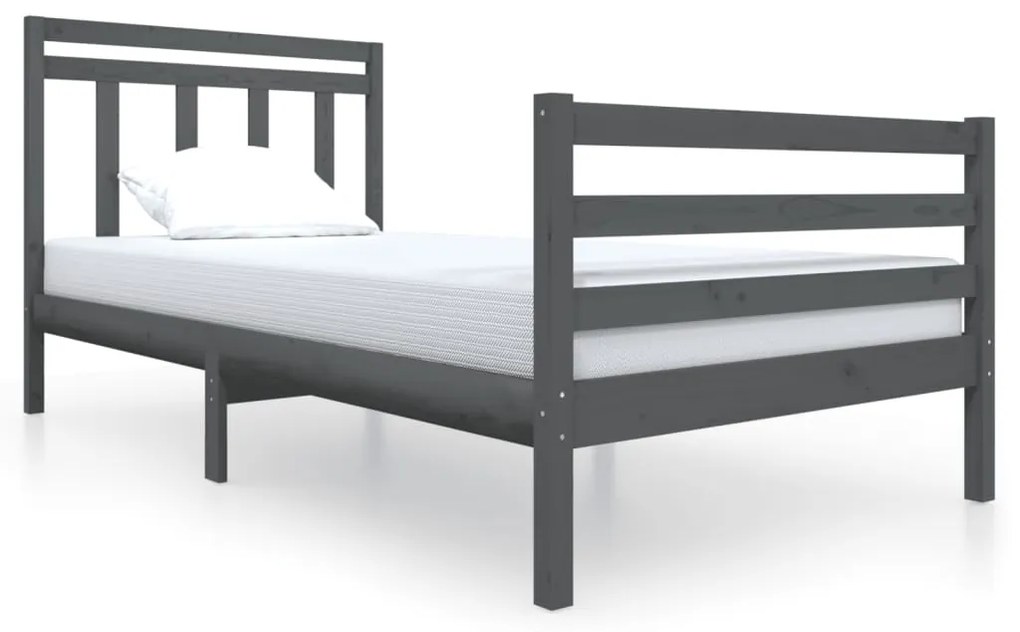 3100646 vidaXL Cadru de pat, gri, 100x200 cm, lemn masiv