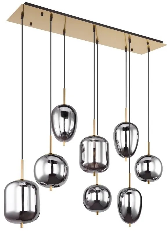 Lustra cu 8 pendule design modern Blacky I negru mat, alama