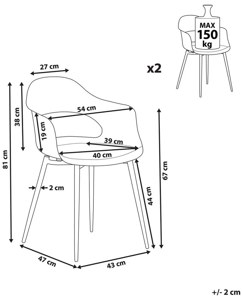 Set 2 buc scaune de sufragerie Unika (roz) . 1076298