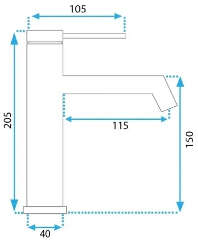 Baterie pentru lavoar FOSS REA-B5316, 20,5 cm, finisaj auriu periat