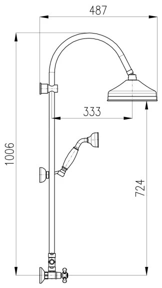 RAV Slezák MK181.5/3SM - Set de duș cu baterie MORAVA RETRO, alamă antichizată