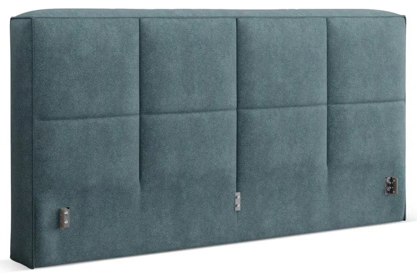 Tăblie de pat albastră tapițată 209x100 cm Darren – Micadoni