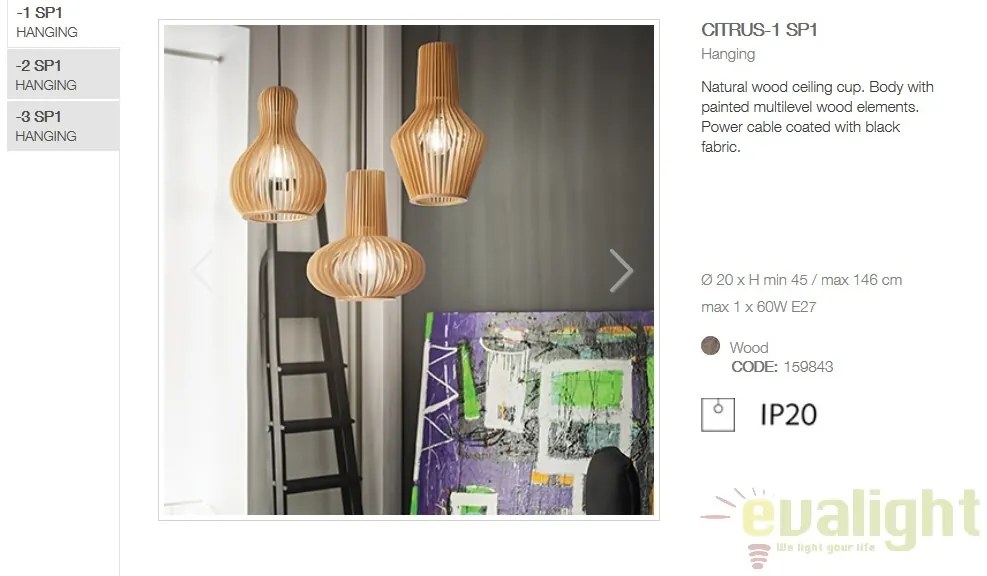 Lustra lemn design natural CITRUS-1 SP1 159843