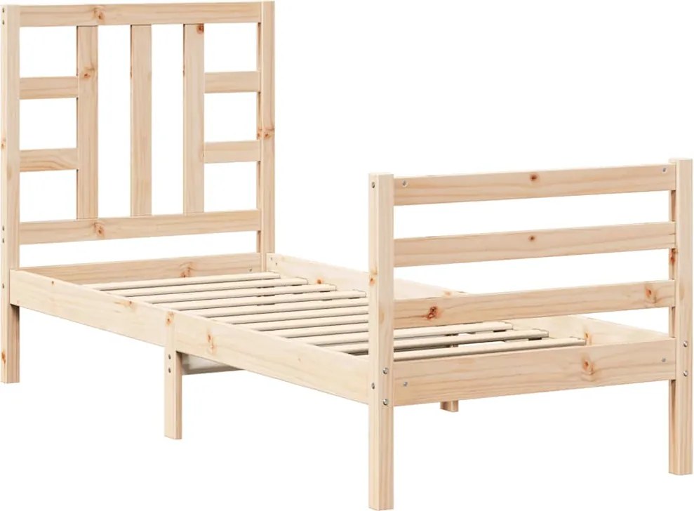 vidaXL Cadru de pat cu tăblie single mic, lemn masiv
