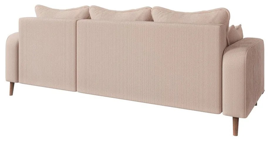 Colțar bej cu tapițerie din catifea reiată (cu colț pe partea dreaptă) Beata – Ropez