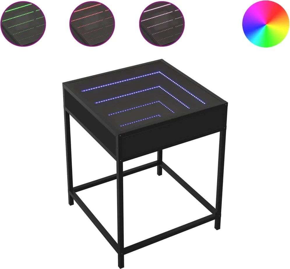 vidaXL Noptieră cu LED infinity, negru, 40x40x51 cm
