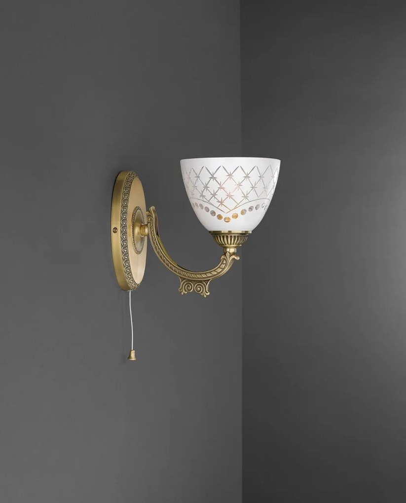 Aplica de perete clasic design italian din alama, sticla 7052 RA-A. 7052/1