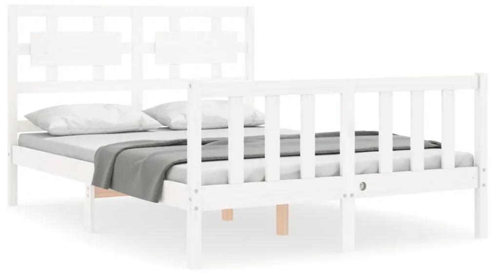 3192527 vidaXL Cadru de pat cu tăblie dublu mic, lemn masiv
