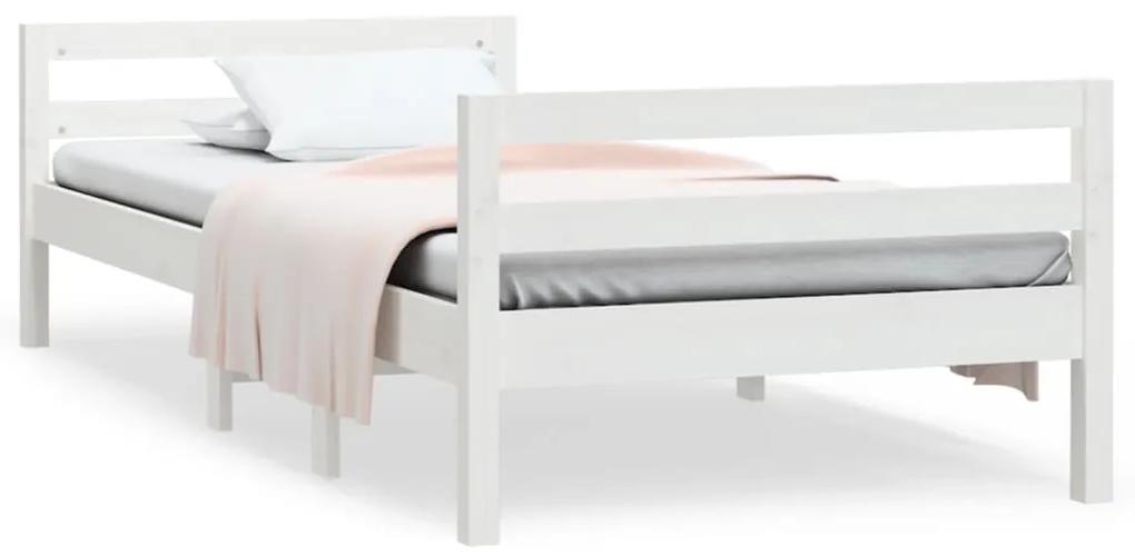 821635 vidaXL Cadru de pat, alb, 90x190 cm, lemn masiv de pin