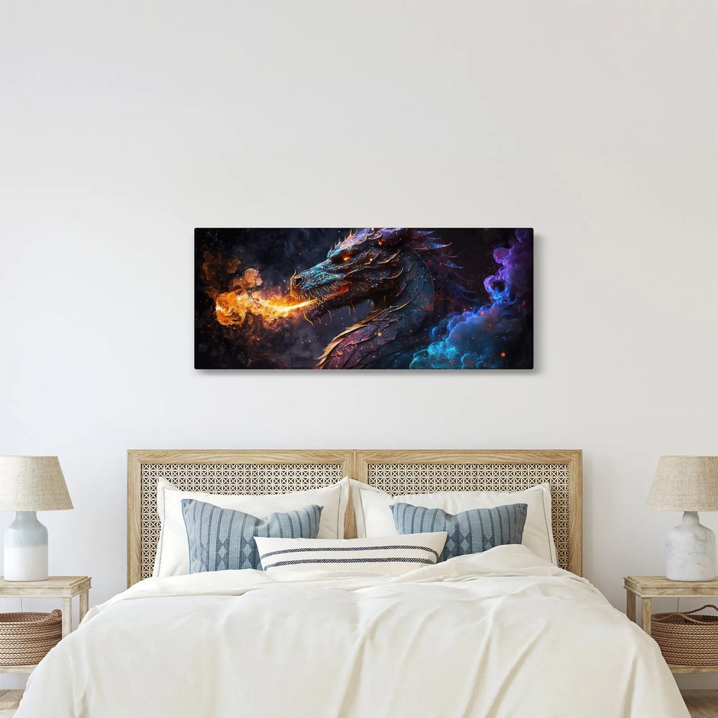 Tablou - Dragon scuipând flăcări (120x50 cm)