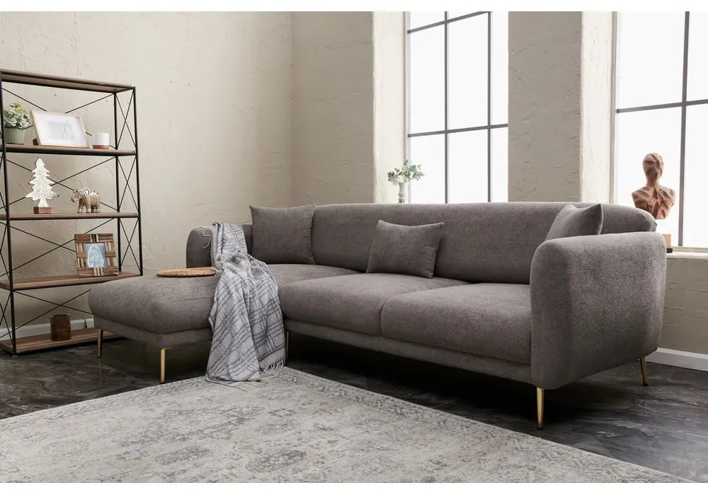 Colțar gri (cu colț pe partea stângă/cu șezlong) Simena – Balcab Home